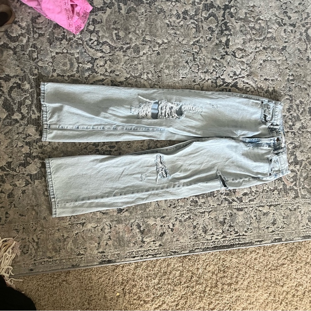 Altar'd State Light Wash Distressed Straight Leg Jeans